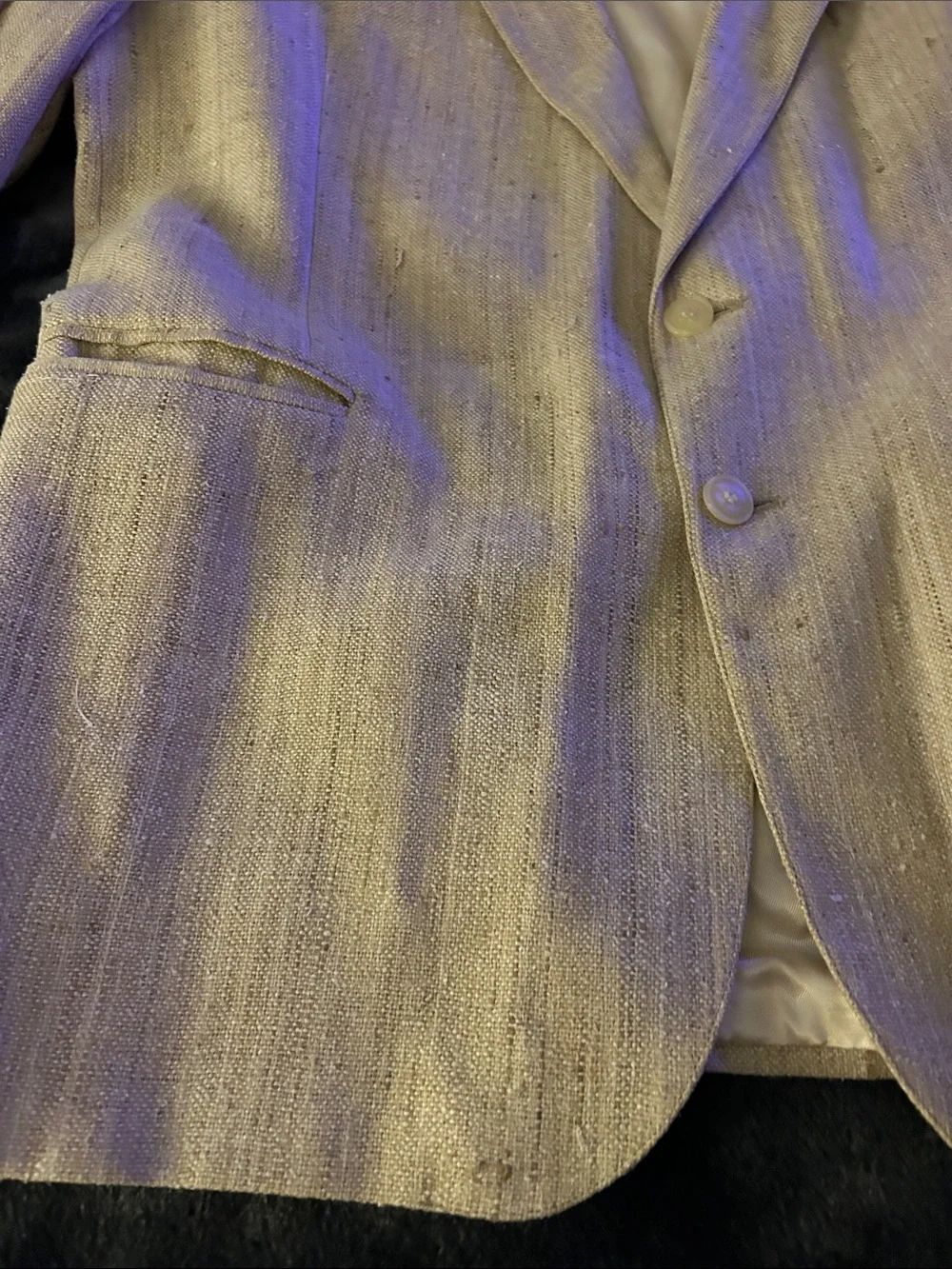 Stunning Savile Row Men's 46R Classic Cream Blazer Linen-Blend Textured Jacket